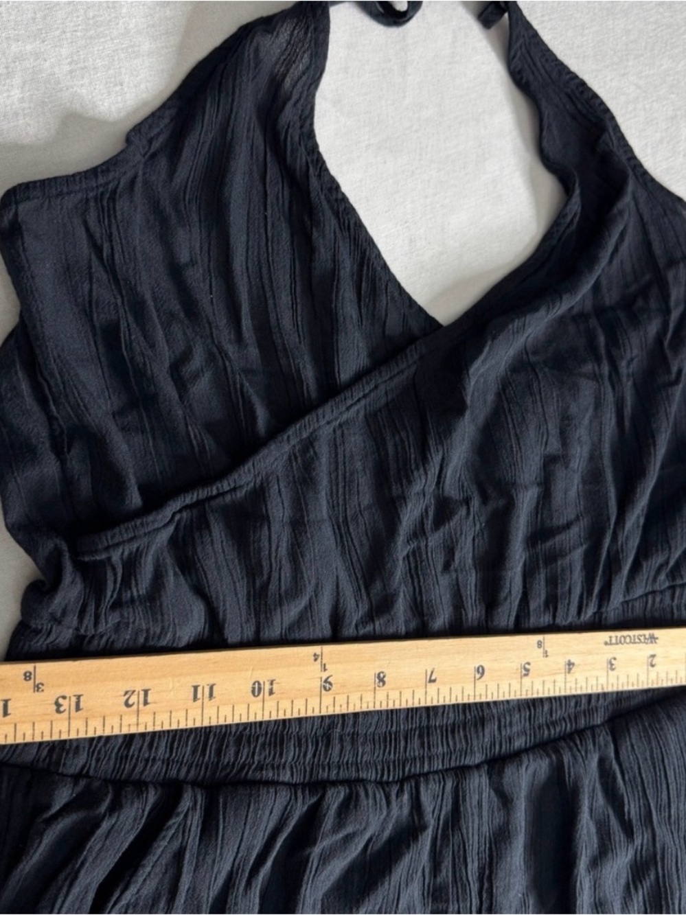 Prana Fernie Black Gauze Halter Jogger Jumpsuit Smocked Waist Womens Medium - Picture 6 of 8